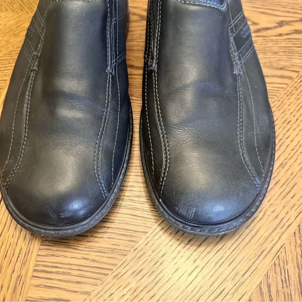 Ecco‎ Mens Loafers Shoes Sz 45 US 11 Black Light Shock Point Slip On Loafers EUC